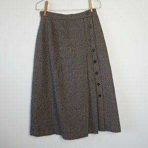 Pan Her Vintage Plaid Skirt Button Down Brown/Black